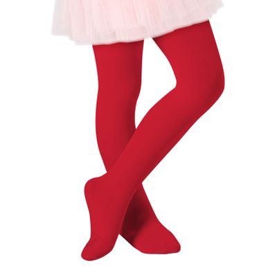 Century Star Girls Red tights for Toddler 6-9 Years-Super Soft Footed Ballet Dance Tights for Kids