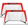 L RUNNZER Portable Soccer Goals, Soccer Nets for Backyard for Kids with Carry Bag, Foldable & Pop Up Training Goals, Set of 2, Red, 3.3x2.2 FT view 1