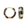 Vintage Enamel Flower Small Hoop Earrings, Retro Japanese Style Flowers Ear Clip-on for Women Delicate Jewelry-black view 1