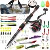 1.8m 2.1m Multifunction Fishing Rod Set Lure Telescopic Rod and Spinning Reel Lures line Hook Fishing Tackle Bag Rod Reel Combos ZYHYD (Size : 1.8Mrod Set) view 2