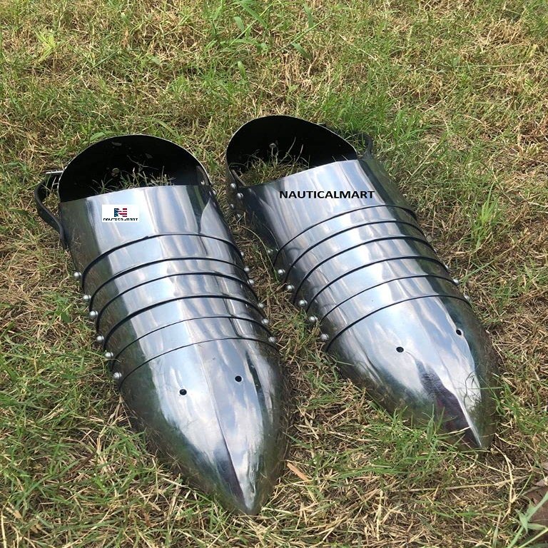 Nautical-Mart Medieval Shoes Knight Costume Adult Mens Sabaton Armor Iron Shoe Renaissance (Steel)