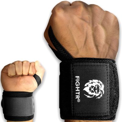FIGHTR Wrist Wraps 45cm Wrist Wraps for Fitness, Powerlifting, Bodybuilding, Weightlifting & Crossfit (Black)