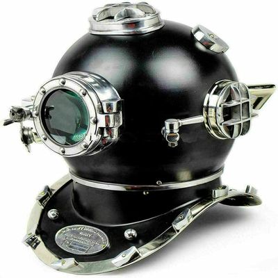 Samyati Black Boston Marine Morse Antique Diving Helmet Brass Scuba SCA US Navy V Divers Helmet