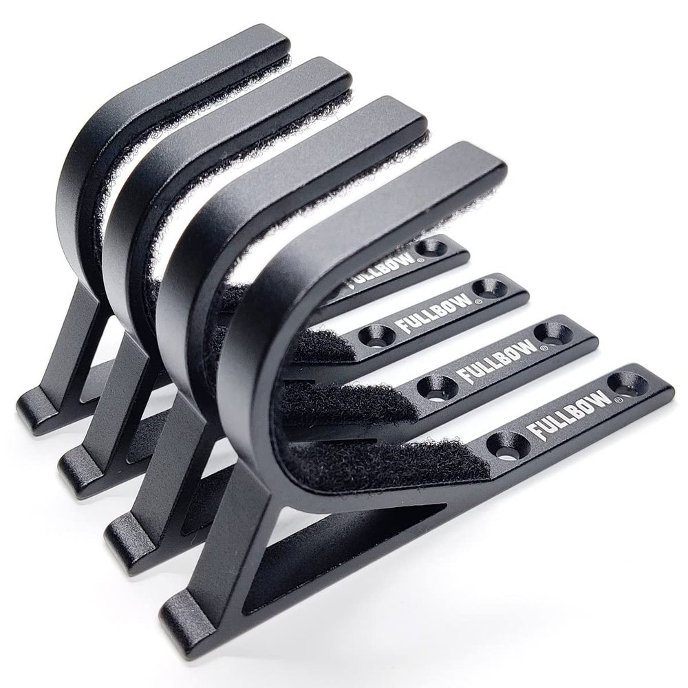 FULLBOW Gun Rack Wall Mount, Horizontal Gun Hooks for Wall, Durable Aluminum Shotgun Hangers/Holders for Storing Rifles, Shotguns, Bows and More Firearms (2 Pairs)