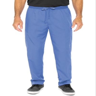 Med Couture Men's Straight Leg Scrub Pant with Zip Fly Front, 6 Pockets, and Elastic Waistband - MC7779T, S Tall, Ceil