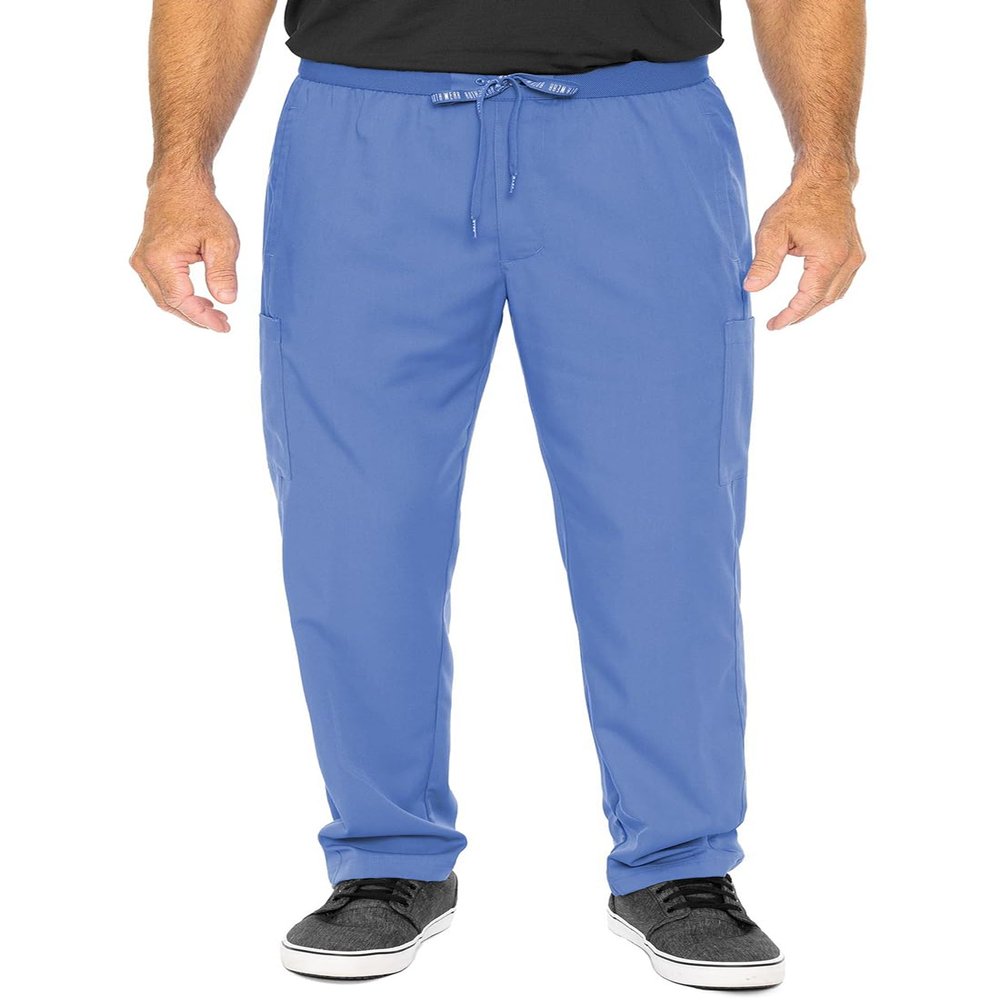 Med Couture Men's Straight Leg Scrub Pant with Zip Fly Front, 6 Pockets, and Elastic Waistband - MC7779T, S Tall, Ceil