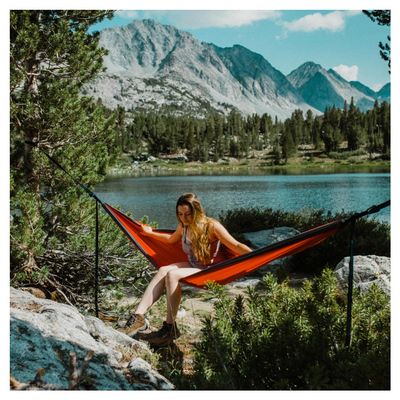 Evergreen Lightweight Outdoor Portable Camping Hammock - Single & Double with Tree Straps for Backpacking, Camping, Travel, Hiking (Double, Red)