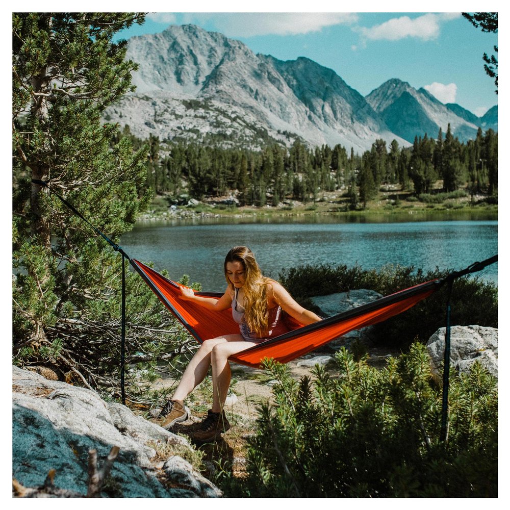 Evergreen Lightweight Outdoor Portable Camping Hammock - Single & Double with Tree Straps for Backpacking, Camping, Travel, Hiking (Double, Red)