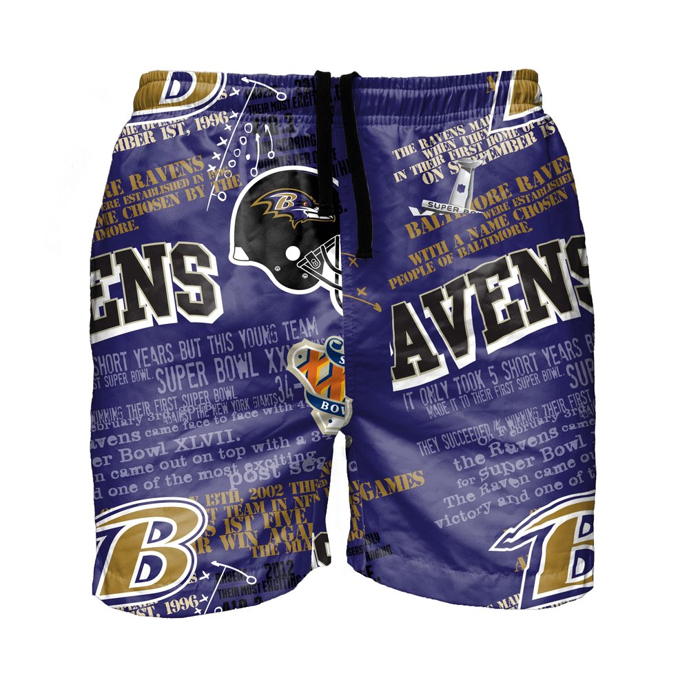 FOCO Baltimore Ravens NFL Mens Logo Rush Swimming Trunks - M