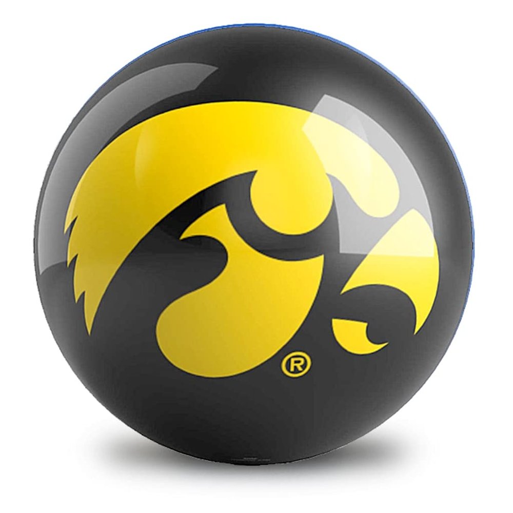 On The Ball Bowling NCAA Iowa Hawkeyes Bowling Ball Undrilled USBC Approved Available in 6, 8, 10, 12, 14, 15 & 16lb (6), Multi