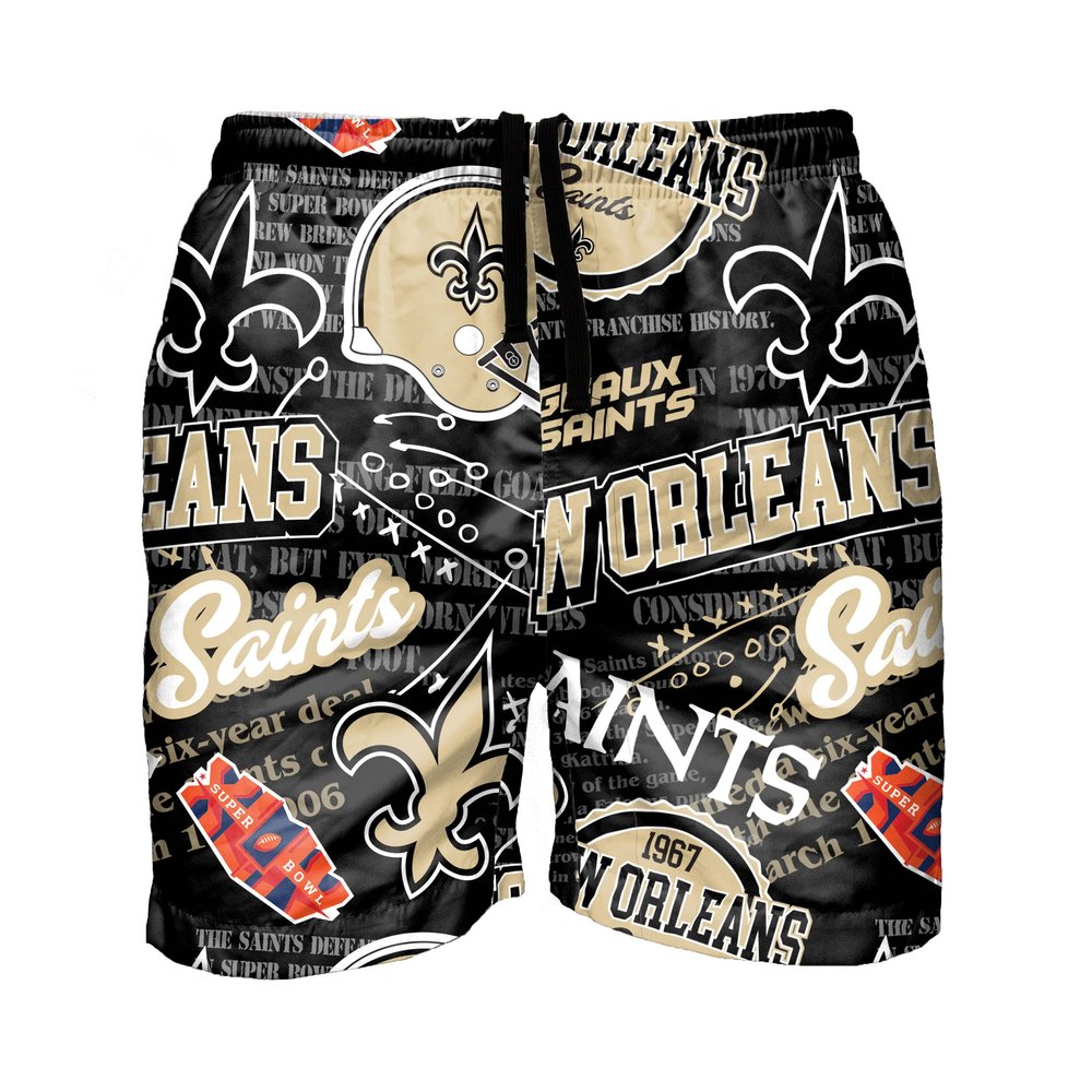 FOCO New Orleans Saints NFL Mens Logo Rush Swimming Trunks - XL