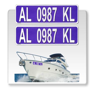 Curb-N-Sign Super Reflective BowBrite Custom Boat Registration Numbers and Letters, Pack of 1 (2pcs) Custom Boat Lettering, Highly Reflective Vinyl Decal Boat Decal Stickers (Purple)