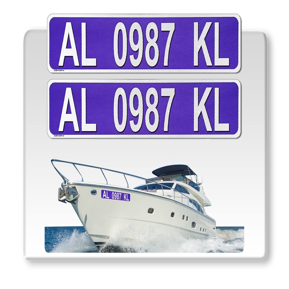 Curb-N-Sign Super Reflective BowBrite Custom Boat Registration Numbers and Letters, Pack of 1 (2pcs) Custom Boat Lettering, Highly Reflective Vinyl Decal Boat Decal Stickers (Purple)