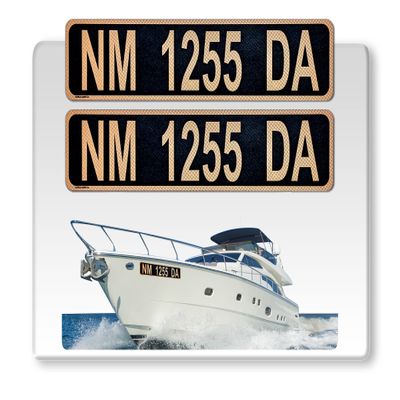 Curb-N-Sign Super Reflective BowBrite Custom Boat Registration Numbers and Letters, Pack of 1 (2pcs) Custom Boat Lettering, Highly Reflective Vinyl Decal Boat Decal Stickers (Bronze)
