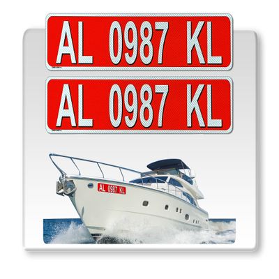 Curb-N-Sign Super Reflective BowBrite Custom Boat Registration Numbers and Letters, Pack of 1 (2pcs) Custom Boat Lettering, Highly Reflective Vinyl Decal Boat Decal Stickers (Red)