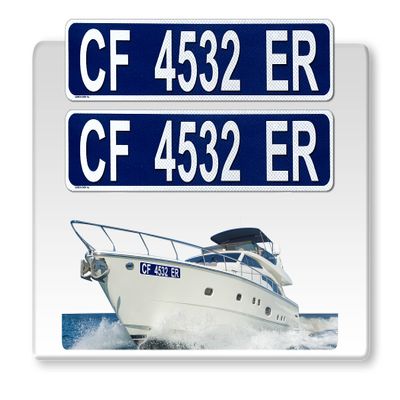 Curb-N-Sign Super Reflective BowBrite Custom Boat Registration Numbers and Letters, Pack of 1 (2pcs) Custom Boat Lettering, Highly Reflective Vinyl Decal Boat Decal Stickers (Navy Blue)