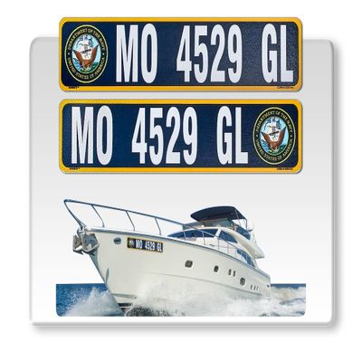 Curb-N-Sign Super Reflective BowBrite Custom Boat Registration Numbers and Letters, Pack of 1 (2pcs) Custom Boat Lettering, Highly Reflective Vinyl Decal Boat Decal Stickers (Navy)