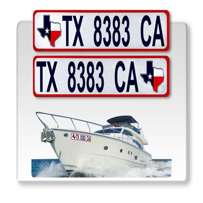 Curb-N-Sign Super Reflective BowBrite Custom Boat Registration Numbers and Letters, Pack of 1 (2pcs) Custom Boat Lettering, Highly Reflective Vinyl Decal Boat Decal Stickers (Texas Flag)