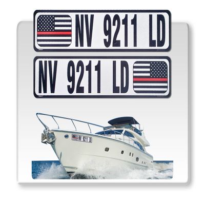 Curb-N-Sign Super Reflective BowBrite Custom Boat Registration Numbers and Letters, Pack of 1 (2pcs) Custom Boat Lettering, Highly Reflective Vinyl Decal Boat Decal Stickers (Thin Red Line)