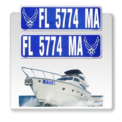 Curb-N-Sign Super Reflective BowBrite Custom Boat Registration Numbers and Letters, Pack of 1 (2pcs) Custom Boat Lettering, Highly Reflective Vinyl Decal Boat Decal Stickers (Air Force)