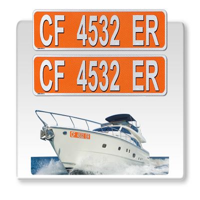 Curb-N-Sign Super Reflective BowBrite Custom Boat Registration Numbers and Letters, Pack of 1 (2pcs) Custom Boat Lettering, Highly Reflective Vinyl Decal Boat Decal Stickers (Orange)