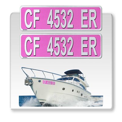 Curb-N-Sign Super Reflective BowBrite Custom Boat Registration Numbers and Letters, Pack of 1 (2pcs) Custom Boat Lettering, Highly Reflective Vinyl Decal Boat Decal Stickers (Pink)