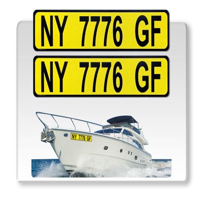 Curb-N-Sign Super Reflective BowBrite Custom Boat Registration Numbers and Letters, Pack of 1 (2pcs) Custom Boat Lettering, Highly Reflective Vinyl Decal Boat Decal Stickers (Yellow)