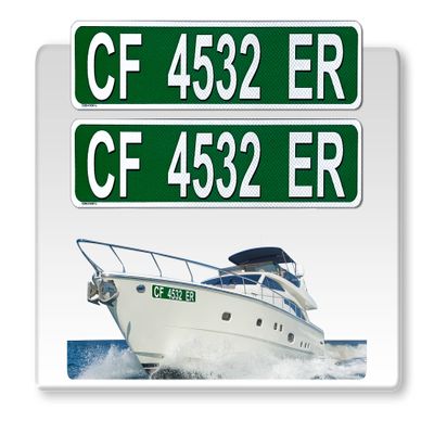 Curb-N-Sign Super Reflective BowBrite Custom Boat Registration Numbers and Letters, Pack of 1 (2pcs) Custom Boat Lettering, Highly Reflective Vinyl Decal Boat Decal Stickers (Green)