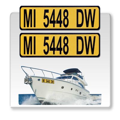 Curb-N-Sign Super Reflective BowBrite Custom Boat Registration Numbers and Letters, Pack of 1 (2pcs) Custom Boat Lettering, Highly Reflective Vinyl Decal Boat Decal Stickers (Gold)