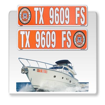 Curb-N-Sign Super Reflective BowBrite Custom Boat Registration Numbers and Letters, Pack of 1 (2pcs) Custom Boat Lettering, Highly Reflective Vinyl Decal Boat Decal Stickers (Coast Guard)