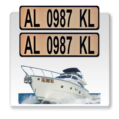 Curb-N-Sign Super Reflective BowBrite Custom Boat Registration Numbers and Letters, Pack of 1 (2pcs) Custom Boat Lettering, Highly Reflective Vinyl Decal Boat Decal Stickers (Tan)