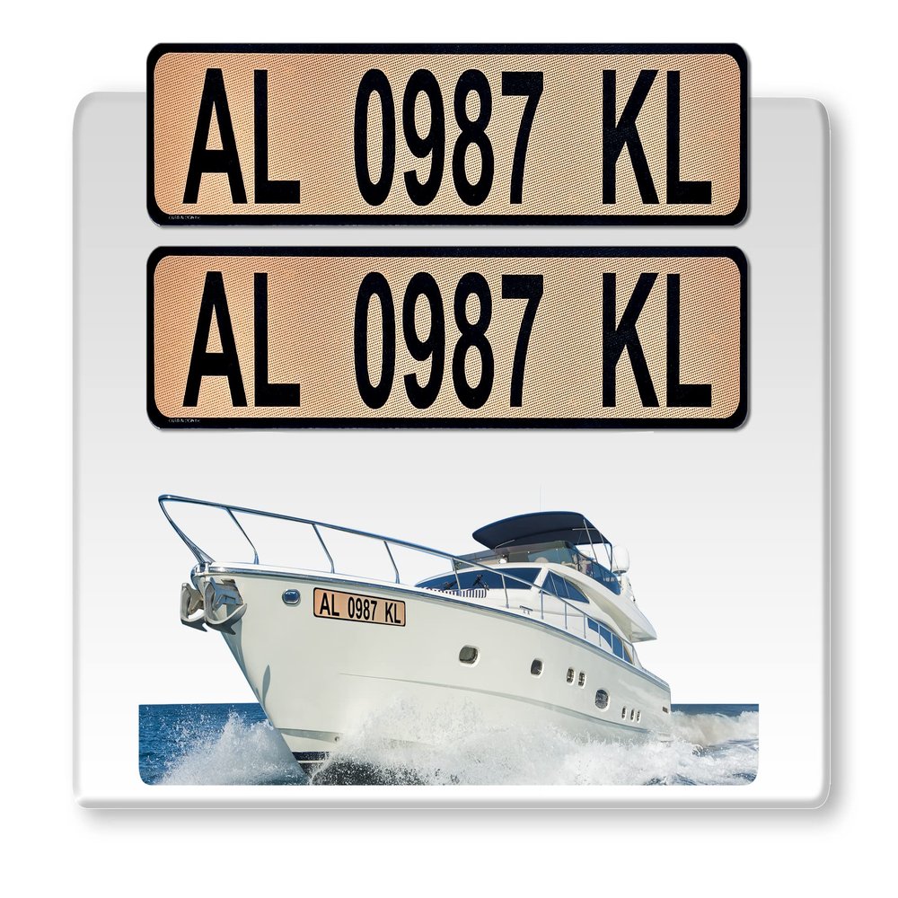 Curb-N-Sign Super Reflective BowBrite Custom Boat Registration Numbers and Letters, Pack of 1 (2pcs) Custom Boat Lettering, Highly Reflective Vinyl Decal Boat Decal Stickers (Tan)