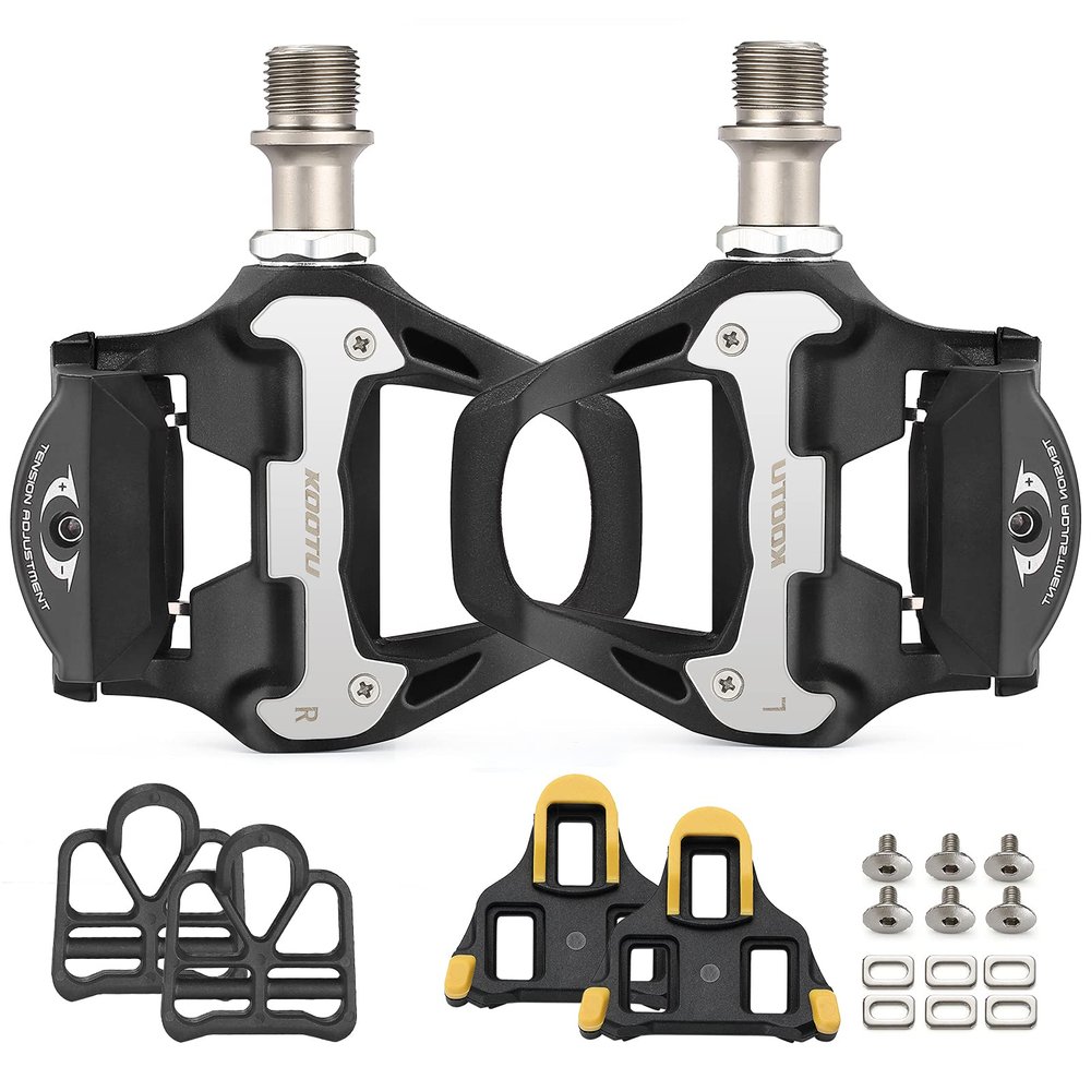KOOTU SPD Bike Pedals 9/16" Universal Road Bike Pedals Bicycle Platform Pedals Clipless Pedals Suitable for Road Bike Spin Bike MTB Indoor Bike