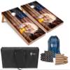 Tailgating Pros Patriotic Eagle US Flag Design Cornhole Board Set w/ Bean Bags and Carrying Case - 4'x2' Corn Hole Toss Game - Optional LED Lights view 1