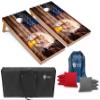 Tailgating Pros Patriotic Eagle US Flag Design Cornhole Board Set w/Bean Bags and Carrying Case - 4'x2' Corn Hole Toss Game - Optional LED Lights view 1