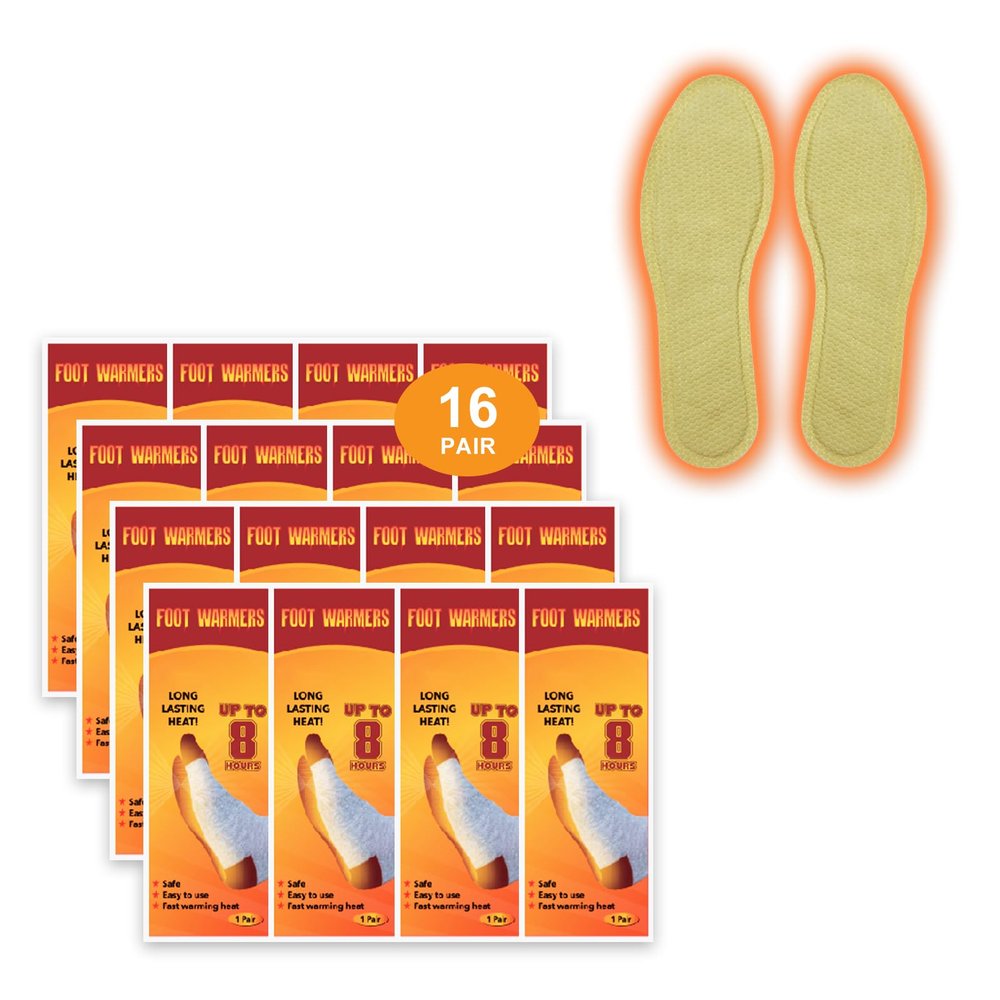 9.8-Inch Disposable Foot Warmers 16 PairsFeet Warmers for Men Women, Hot Packs for Feet, Heat Pack Toe, Air Activated Warmers