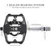 Mountain Bike Pedals - Dual Function Flat and Clipless Pedal - 3 Sealed Bearing Platform Pedals Clipless Compatible with SPD, Bicycle Pedals for BMX Spin Exercise Peloton Trekking Bike view 4