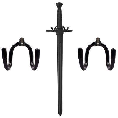 Universal Adjustable Stand Rack  Sword Wall Organizer Storage Hook Wall Collection Display Hanger Wall Mount Rack for Sword,Dagger,Axe,Keyblade, etc 2/PK No Sword  Vertical or Horizontal Display