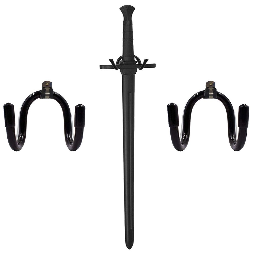 Universal Adjustable Stand Rack  Sword Wall Organizer Storage Hook Wall Collection Display Hanger Wall Mount Rack for Sword,Dagger,Axe,Keyblade, etc 2/PK No Sword  Vertical or Horizontal Display