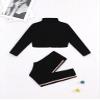 Loodgao Kids Girls Zipper Turtleneck Long Sleeve Crop Top with Leggings Tracksuit Set Gym Yoga Workout Outfits Black 14 view 4