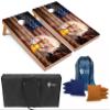 Tailgating Pros Patriotic Eagle US Flag Design Cornhole Board Set w/ Bean Bags and Carrying Case - 4'x2' Corn Hole Toss Game - Optional LED Lights view 1
