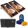 Tailgating Pros Patriotic Eagle US Flag Design Cornhole Board Set w/ Bean Bags and Carrying Case - 4'x2' Corn Hole Toss Game - Optional LED Lights view 1