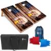 Tailgating Pros Patriotic Eagle US Flag Design Cornhole Board Set w/Bean Bags and Carrying Case - 4'x2' Corn Hole Toss Game - Optional LED Lights view 1