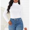 American Trends Bodysuit for Women Body Suit Long Sleeve Bodysuit Tops Turtleneck Leotards Shapewear White M view 3