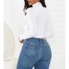 American Trends Bodysuit for Women Body Suit Long Sleeve Bodysuit Tops Turtleneck Leotards Shapewear White M view 4