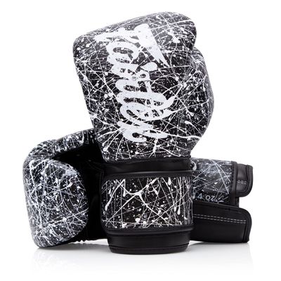 Fairtex BGV14 Muay Thai Boxing Microfibre Gloves for Men, Women, Kids | MMA Gloves, Kickboxing, Gym, Workout | Premium Quality, Light Weight & Shock Absorbent Boxing Gloves- (Black/White/12oz)