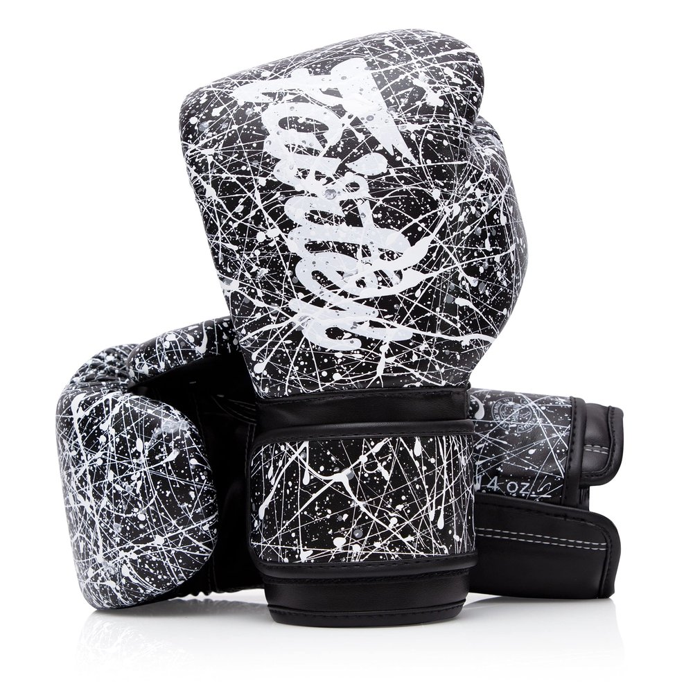 Fairtex BGV14 Muay Thai Boxing Microfibre Gloves for Men, Women, Kids | MMA Gloves, Kickboxing, Gym, Workout | Premium Quality, Light Weight & Shock Absorbent Boxing Gloves- (Black/White/12oz)