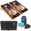 Tailgating Pros Patriotic Eagle US Flag Design Cornhole Board Set w/Bean Bags and Carrying Case - 4'x2' Corn Hole Toss Game - Optional LED Lights view 1