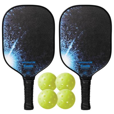 Franklin Sports Decimator 2 Player Pickleball Paddle + Ball Set - (2) Fiberglass Rackets + (4) X-40 Balls Included - USA Pickleball (USAPA) Approved