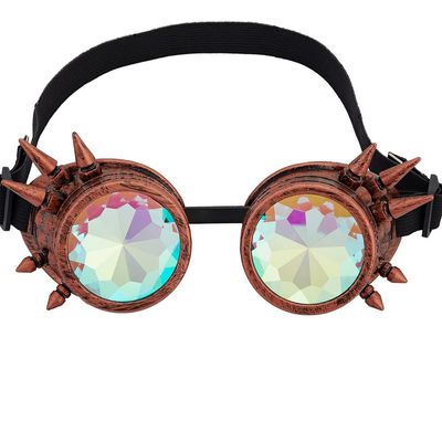 OMGREAT Steampunk Kaleidoscope Goggles with Rainbow Crystal Glass Lens, Perfect for Cosplay, Party, and Festivals